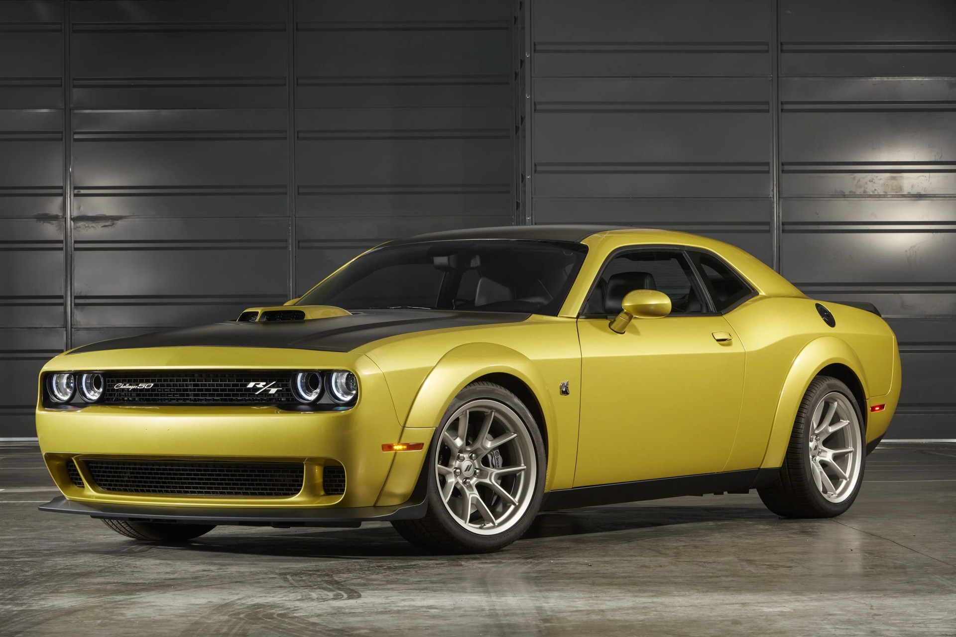 for the first time ever, shaker hood scoop available on challenger rt scat pack widebody with the 50th anniversary edition