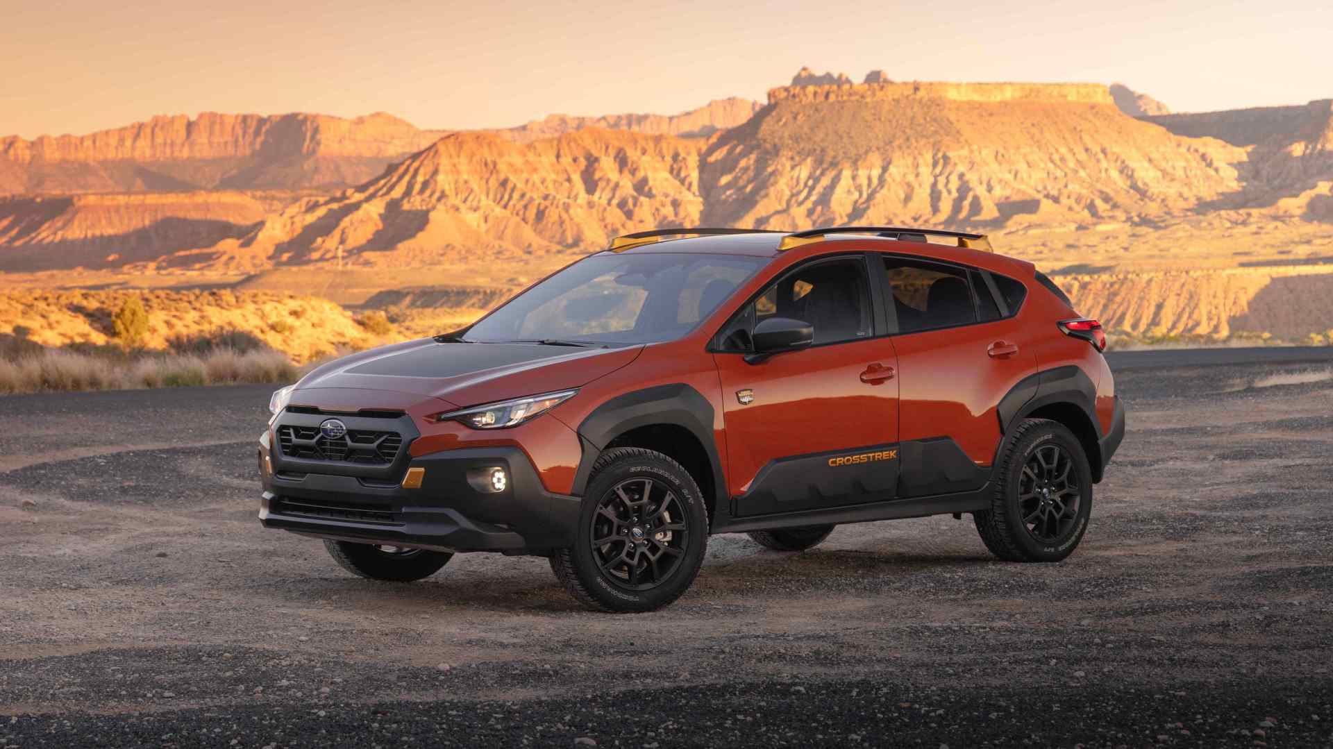 Subaru Crosstrek with mountains in the backround