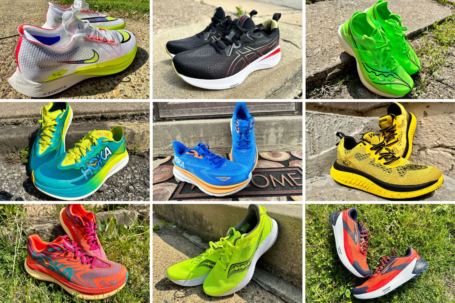 collage of running shoes