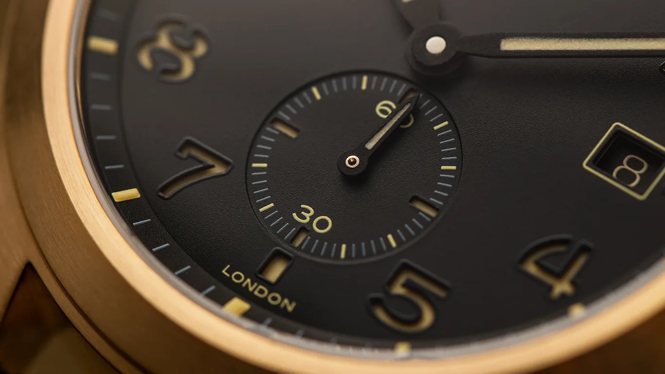 closeup of a bremont watch dial