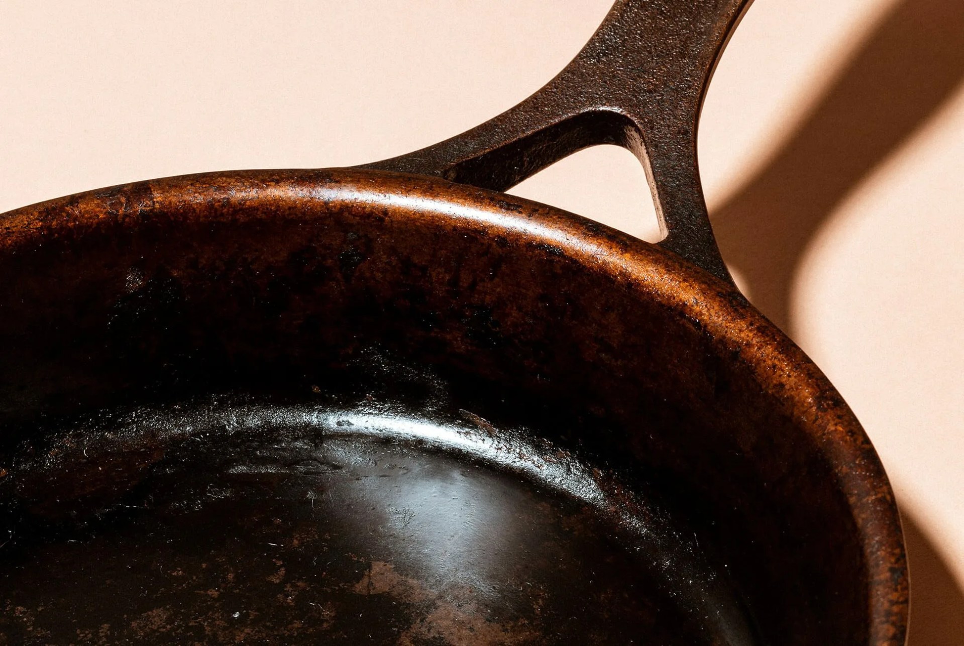 close up of a cast iron skillet