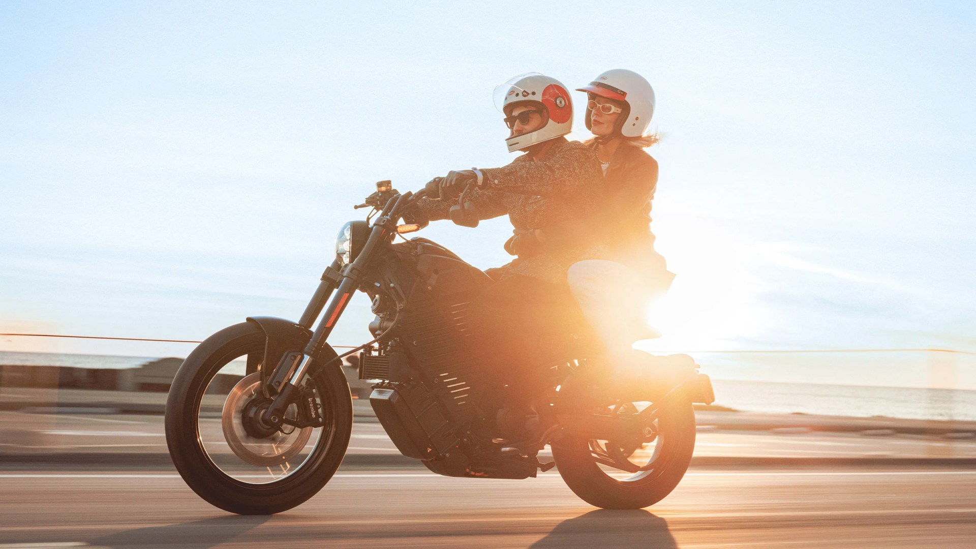 man and woman riding LiveWire S2 electric motorcycle