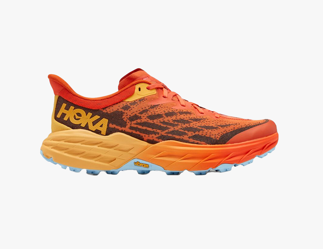 hoka speedgoat trail running shoe in orange